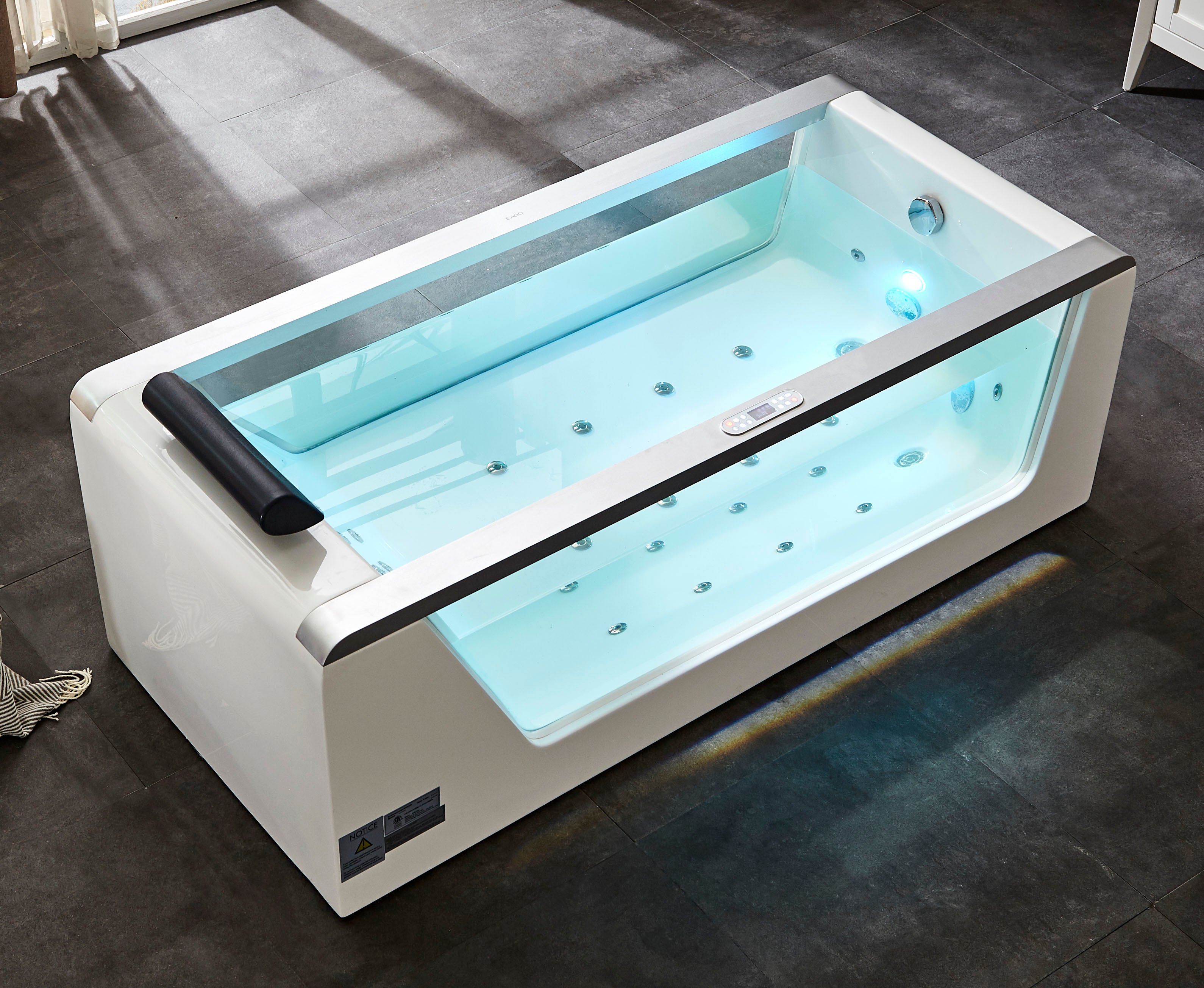 EAGO - 5 ft Clear Rectangular Acrylic Whirlpool Bathtub | AM152ETL-5 EAGO - 5 ft Clear Rectangular Acrylic Whirlpool Bathtub | AM152ETL-5