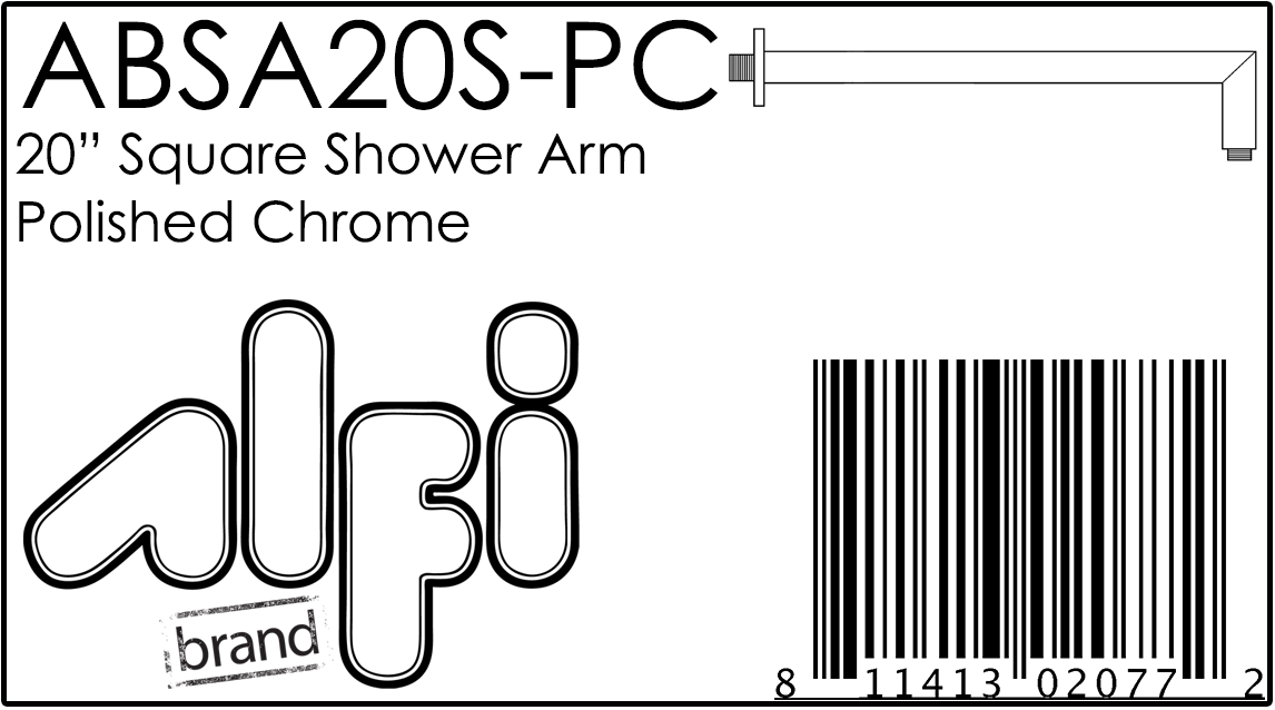 ALFI Brand - Polished Chrome 20" Square Wall Shower Arm | ABSA20S-PC ALFI Brand - Polished Chrome 20" Square Wall Shower Arm | ABSA20S-PC