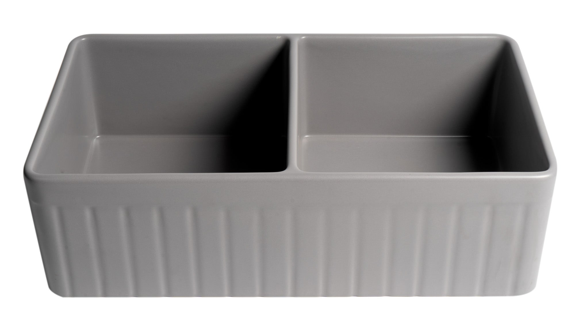 ALFI Brand - Gray Matte Smooth Apron 33" x 18" Double Bowl Fireclay Farm Sink | ABF3318D-GM ALFI Brand - Gray Matte Smooth Apron 33" x 18" Double Bowl Fireclay Farm Sink | ABF3318D-GM