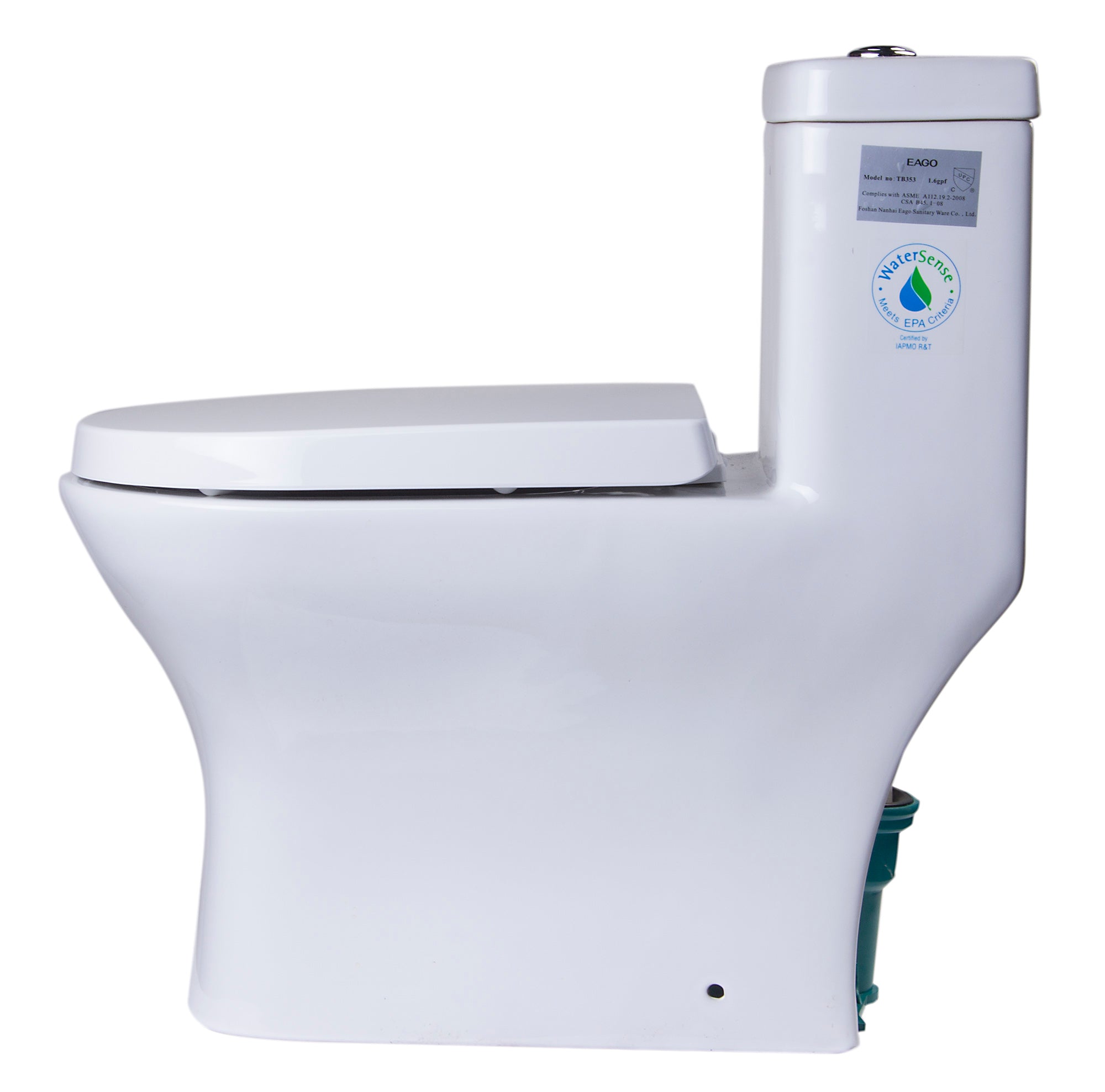 EAGO - DUAL FLUSH ONE PIECE ECO-FRIENDLY HIGH EFFICIENCY LOW FLUSH CERAMIC TOILET | TB353 EAGO - DUAL FLUSH ONE PIECE ECO-FRIENDLY HIGH EFFICIENCY LOW FLUSH CERAMIC TOILET | TB353