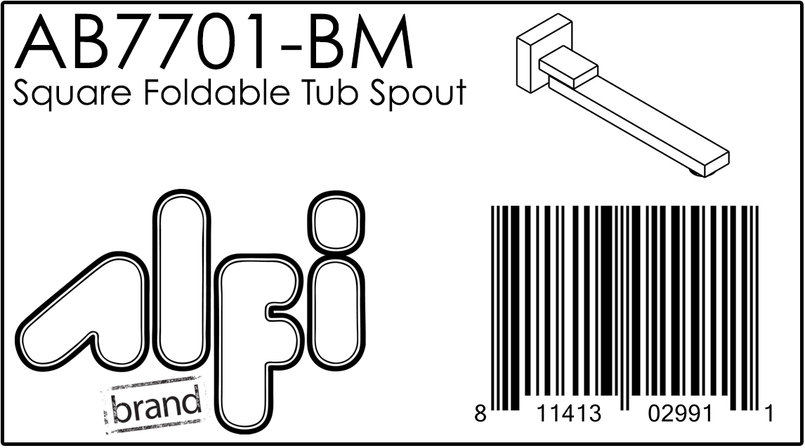 ALFI Brand - Black Matte Square Foldable Tub Spout | AB7701-BM ALFI Brand - Black Matte Square Foldable Tub Spout | AB7701-BM