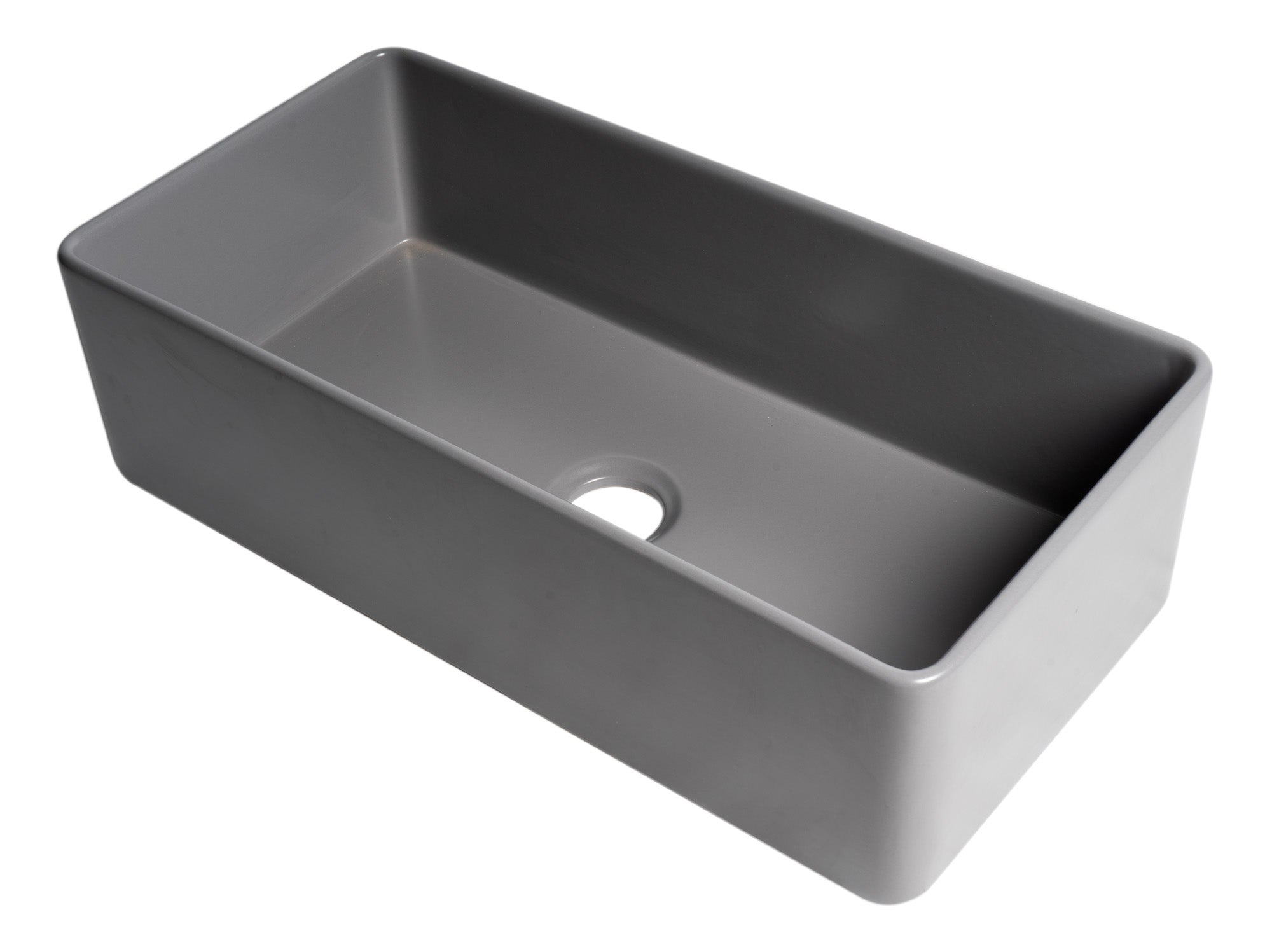 ALFI Brand - Gray Matte Smooth Apron 36" x 18" Single Bowl Fireclay Farm Sink | ABF3618-GM ALFI Brand - Gray Matte Smooth Apron 36" x 18" Single Bowl Fireclay Farm Sink | ABF3618-GM