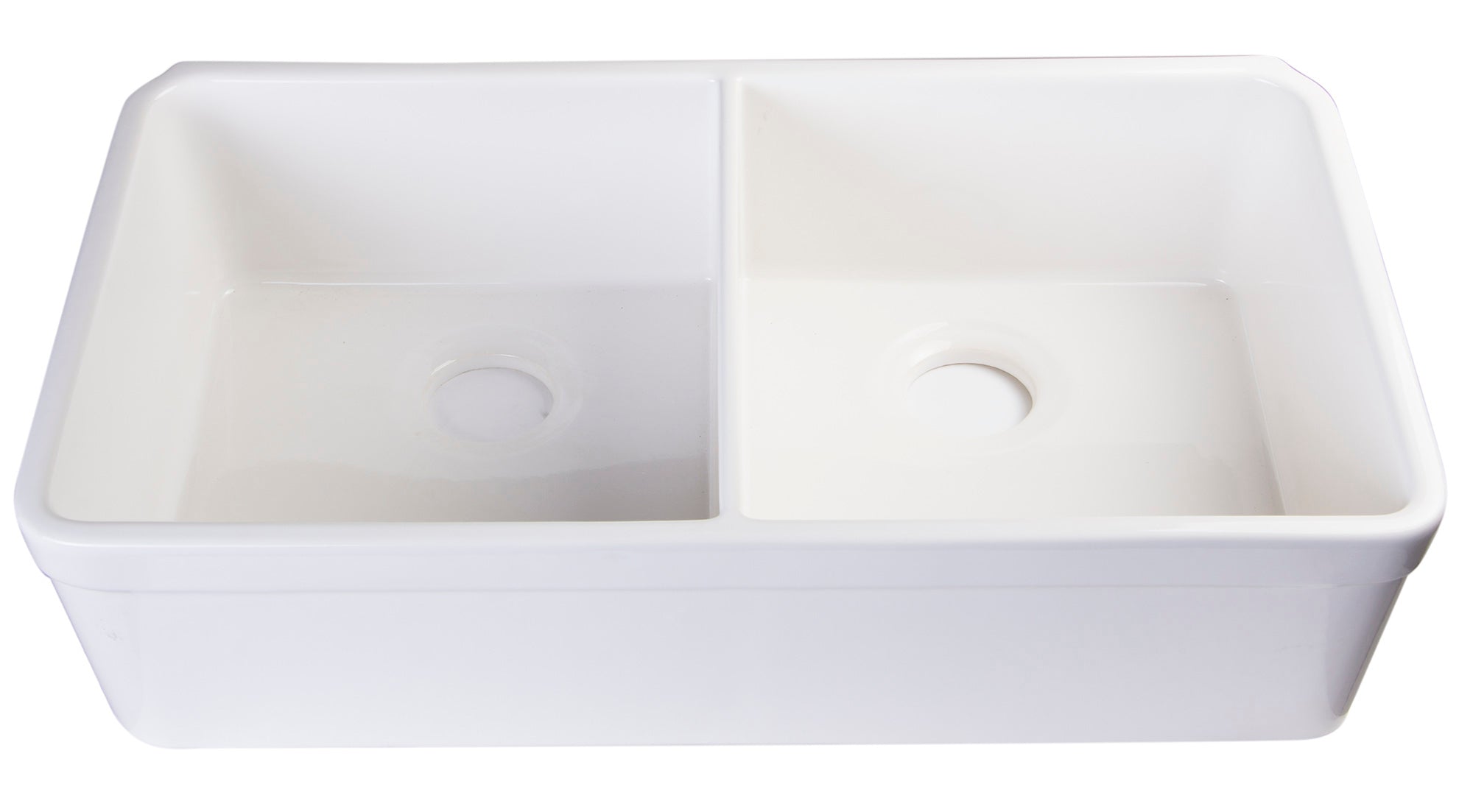 ALFI Brand - White 32" Double Bowl Lip Apron Fireclay Farmhouse Kitchen Sink with 1 3/4" Lip | AB512-W ALFI Brand - White 32" Double Bowl Lip Apron Fireclay Farmhouse Kitchen Sink with 1 3/4" Lip | AB512-W