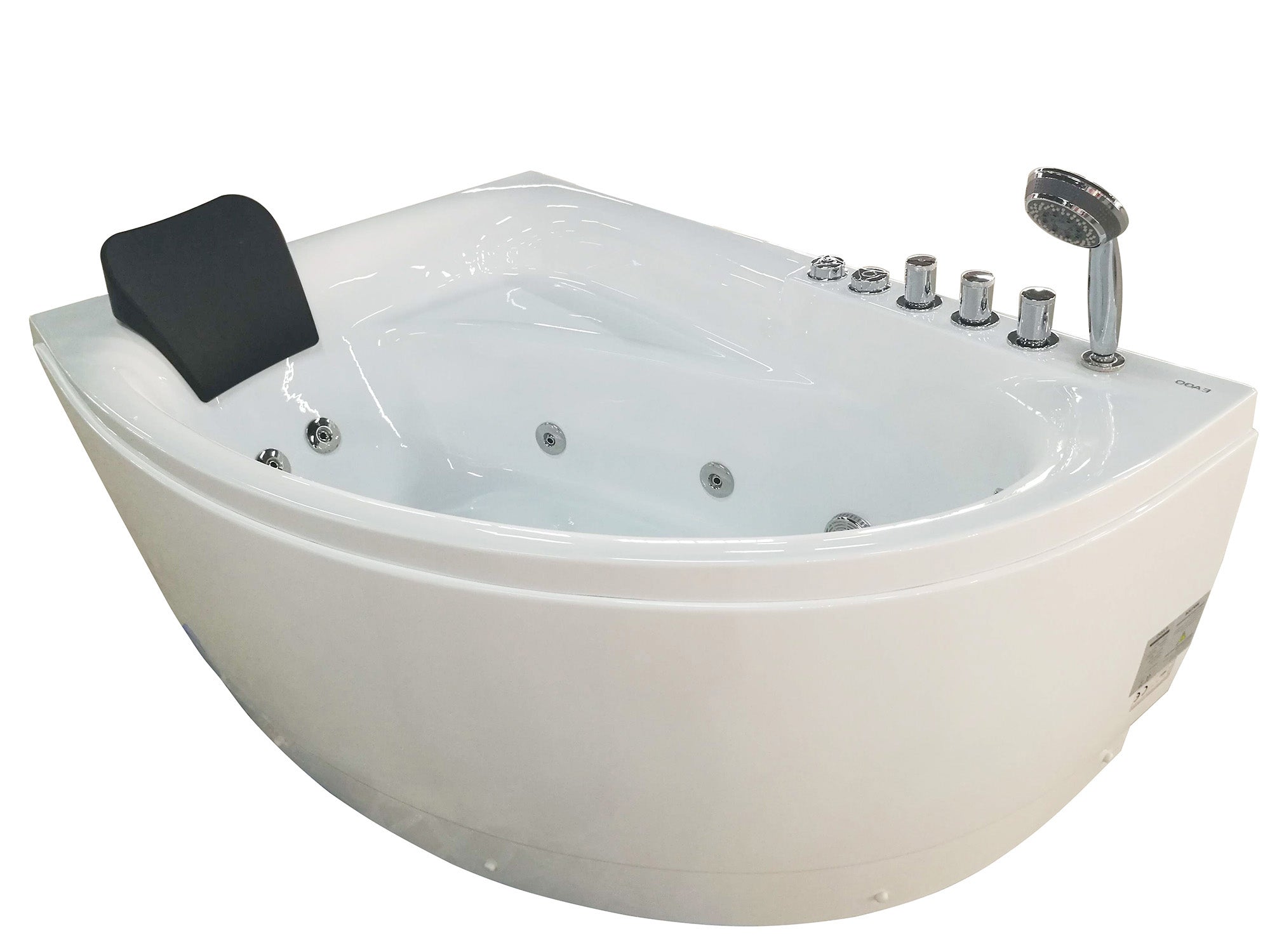 EAGO - 5' Single Person Corner White Acrylic Whirlpool Bath Tub - Drain on Right | AM161-R EAGO - 5' Single Person Corner White Acrylic Whirlpool Bath Tub - Drain on Right | AM161-R