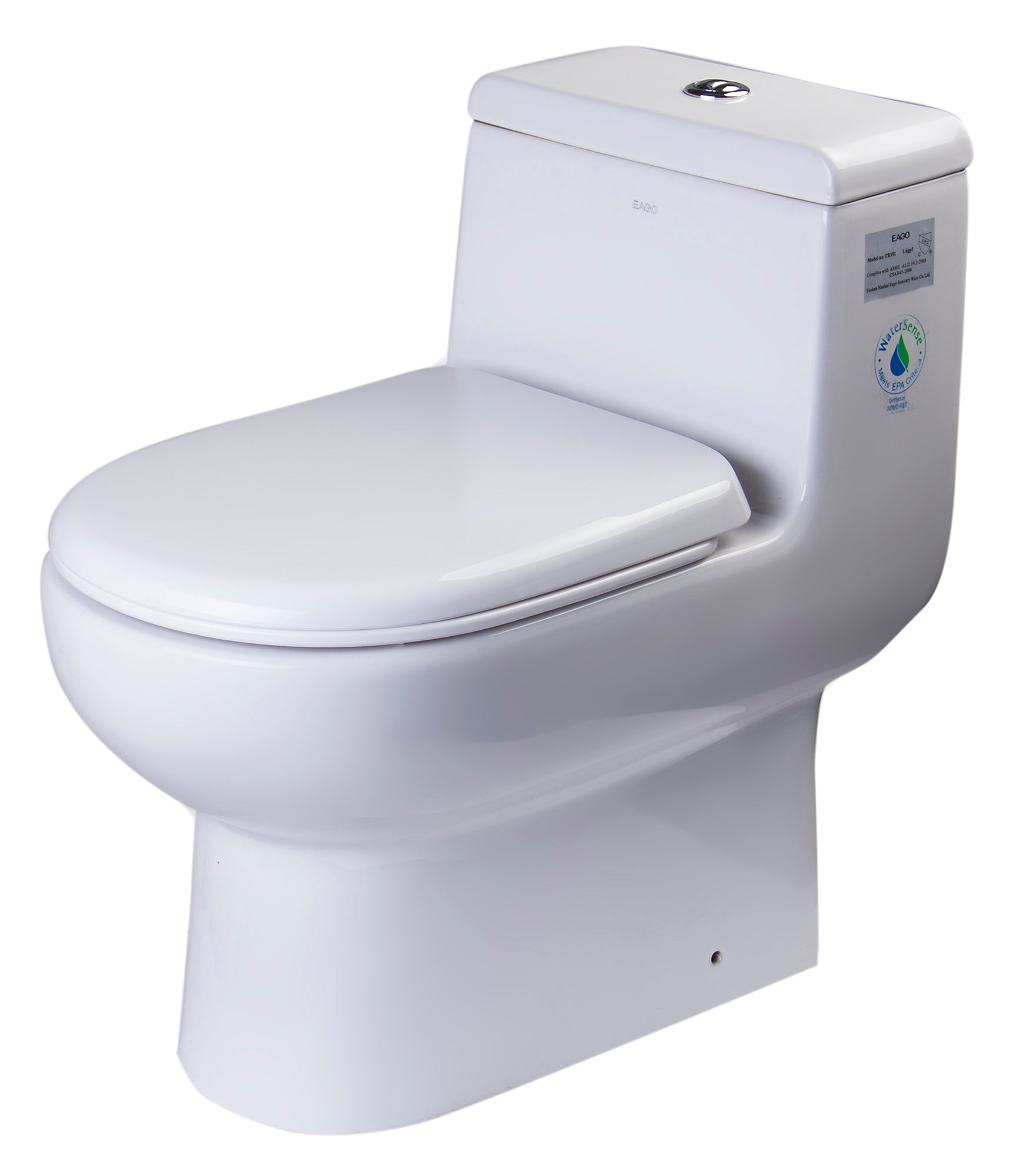 EAGO - DUAL FLUSH ONE PIECE ECO-FRIENDLY HIGH EFFICIENCY LOW FLUSH CERAMIC TOILET | TB351 EAGO - DUAL FLUSH ONE PIECE ECO-FRIENDLY HIGH EFFICIENCY LOW FLUSH CERAMIC TOILET | TB351