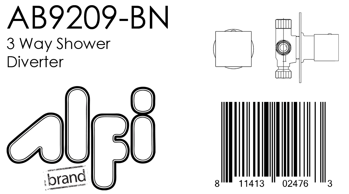 ALFI Brand - Brushed Nickel Modern Square 3 Way Shower Diverter | AB9209-BN ALFI Brand - Brushed Nickel Modern Square 3 Way Shower Diverter | AB9209-BN