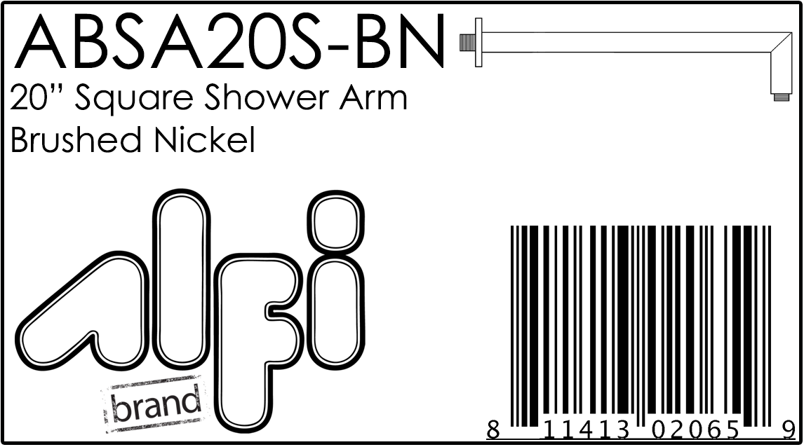 ALFI Brand - Brushed Nickel 20" Square Wall Shower Arm | ABSA20S-BN ALFI Brand - Brushed Nickel 20" Square Wall Shower Arm | ABSA20S-BN