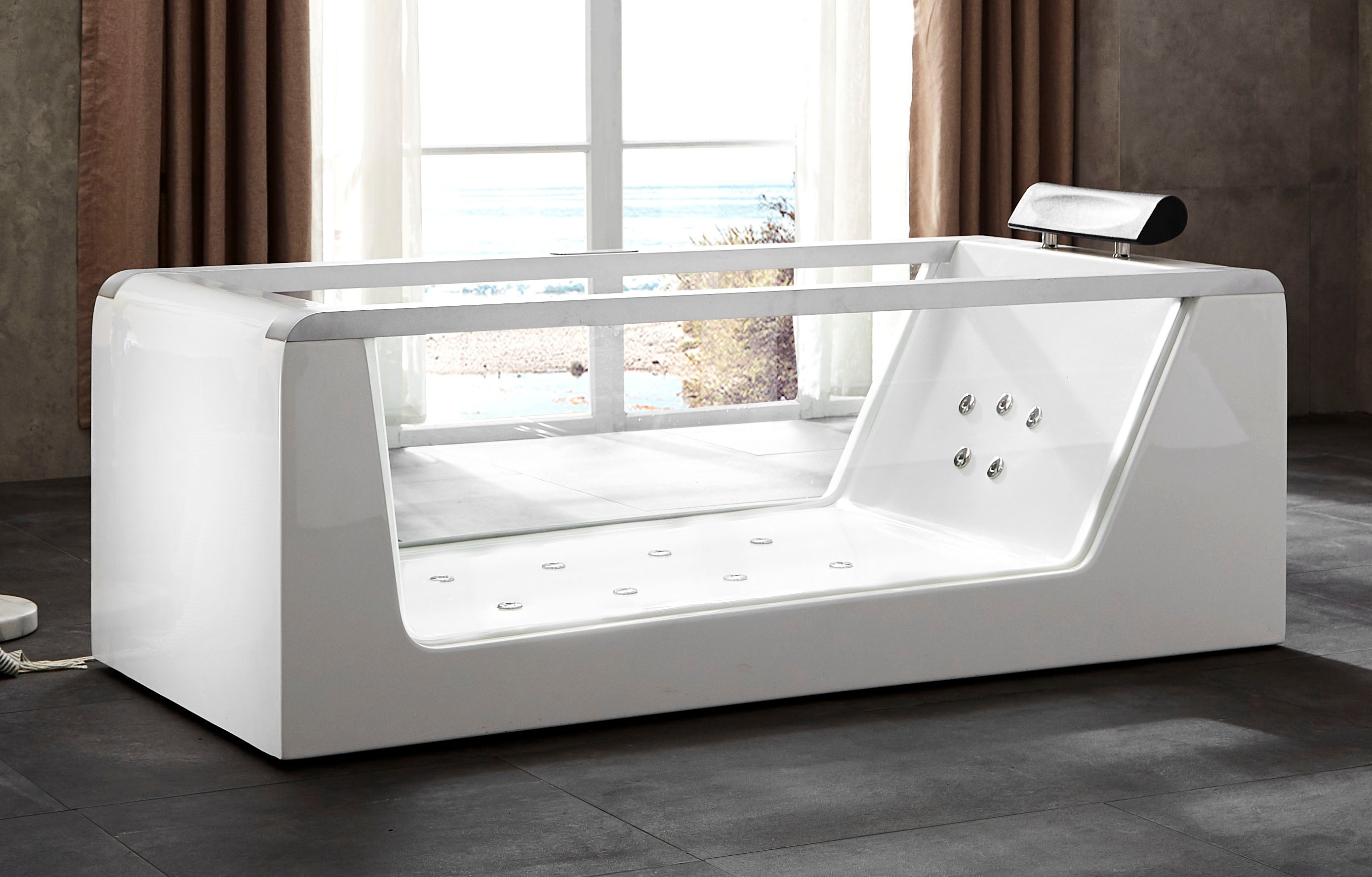 EAGO - 6 ft Clear Rectangular Acrylic Whirlpool Bathtub | AM152ETL-6 EAGO - 6 ft Clear Rectangular Acrylic Whirlpool Bathtub | AM152ETL-6