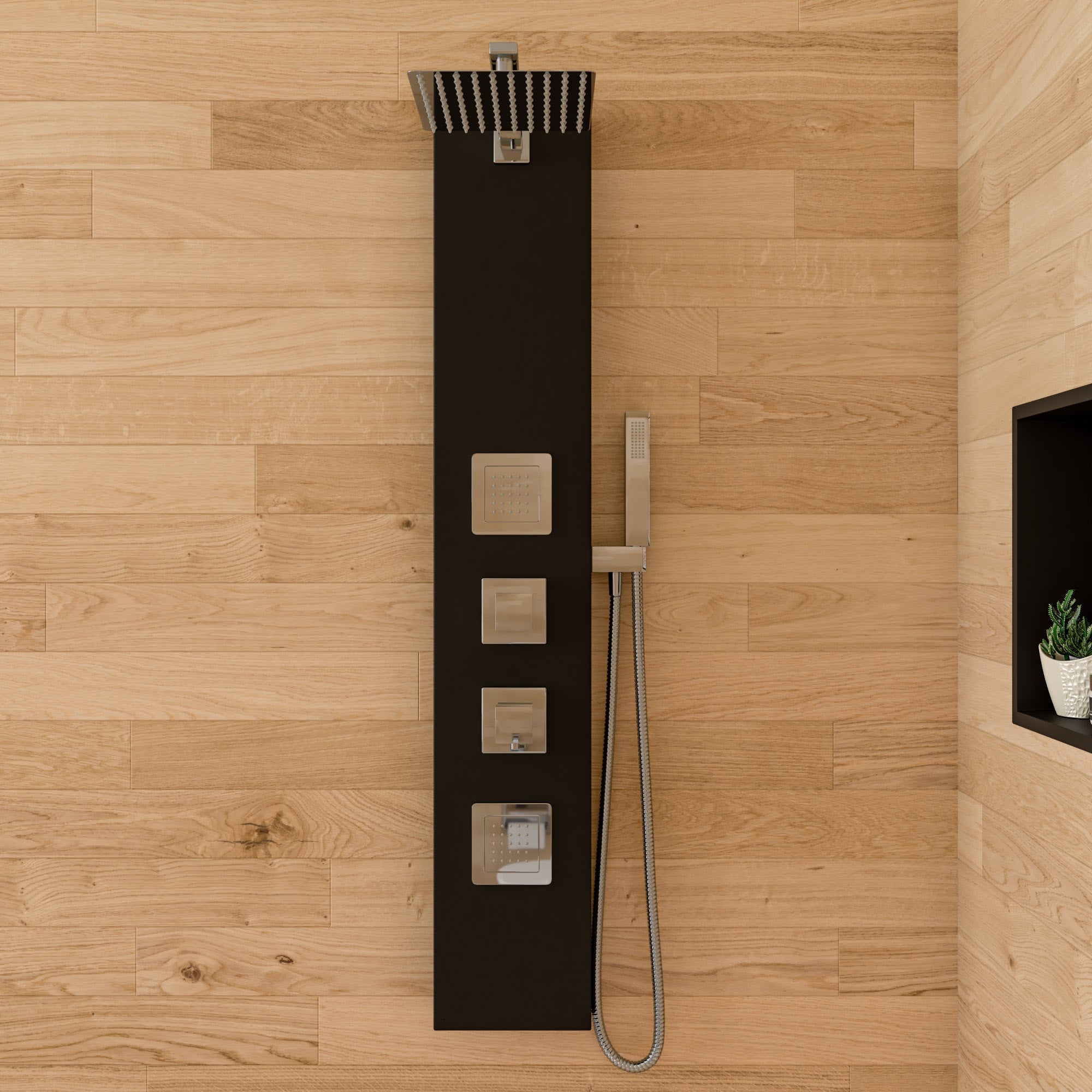 ALFI Brand - Black Aluminum Shower Panel with 2 Body Sprays and Rain Shower Head | ABSP65B ALFI Brand - Black Aluminum Shower Panel with 2 Body Sprays and Rain Shower Head | ABSP65B