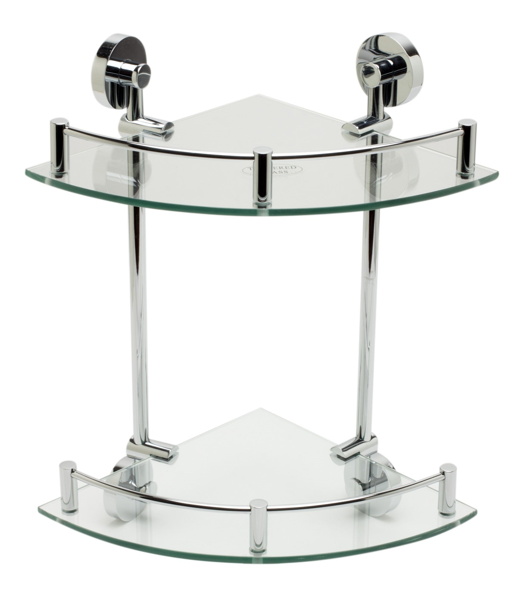 ALFI Brand - Polished Chrome Corner Mounted Double Glass Shower Shelf Bathroom Accessory | AB9548 ALFI Brand - Polished Chrome Corner Mounted Double Glass Shower Shelf Bathroom Accessory | AB9548
