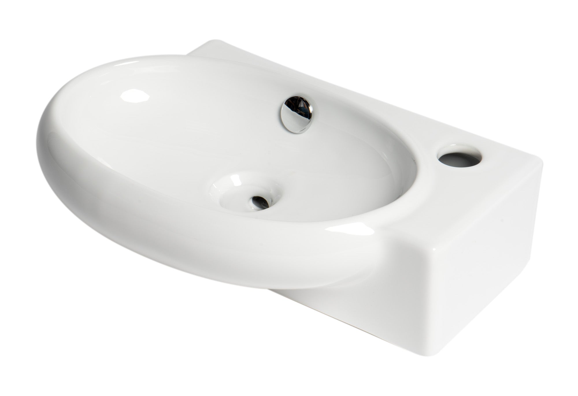 ALFI Brand - White 17" Small Wall Mounted Ceramic Sink with Faucet Hole | ABC117 ALFI Brand - White 17" Small Wall Mounted Ceramic Sink with Faucet Hole | ABC117
