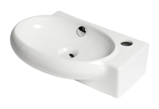 ALFI Brand - White 17" Small Wall Mounted Ceramic Sink with Faucet Hole | ABC117