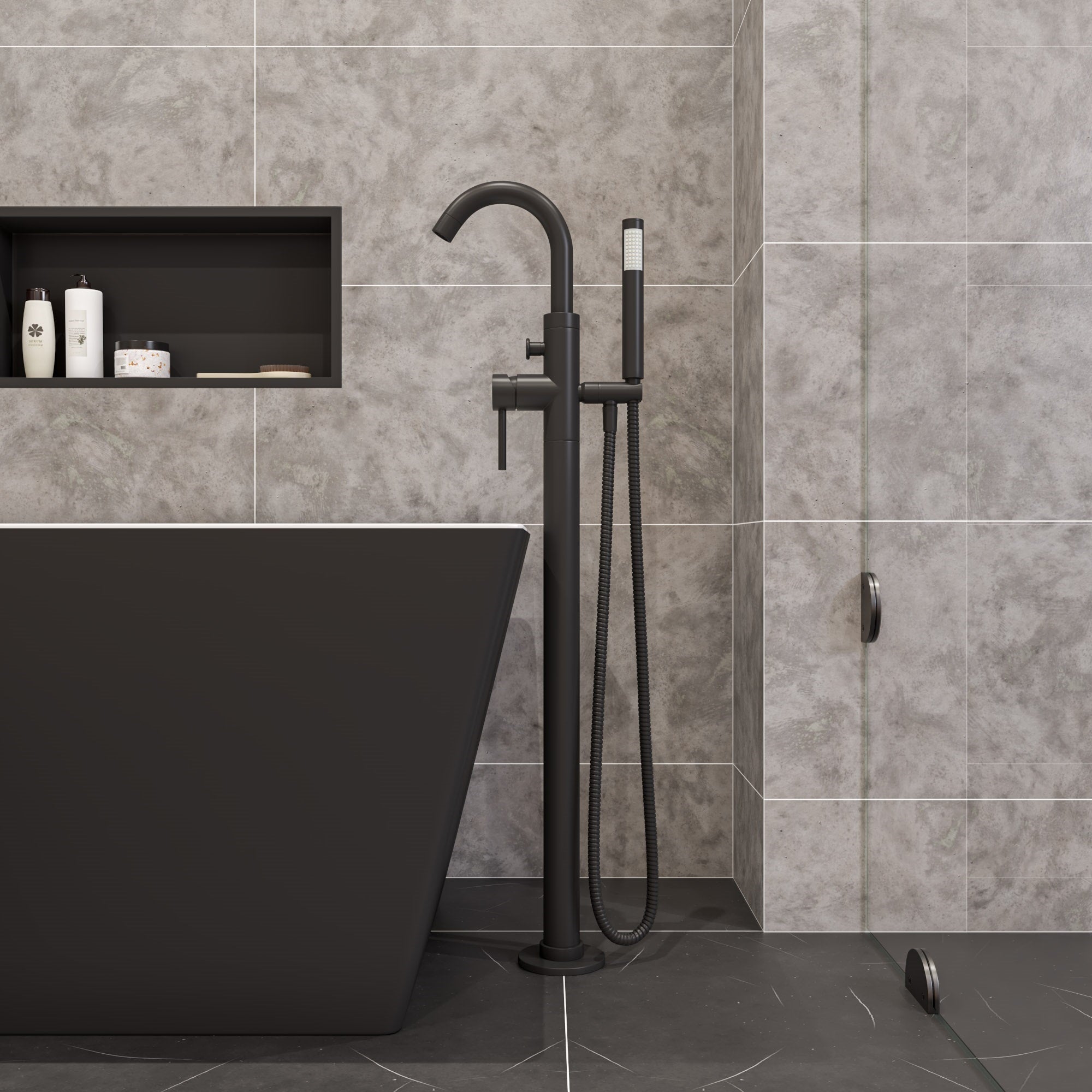 ALFI Brand - 24 x 12 Black Matte Stainless Steel Horizontal Single Shelf Bath Shower Niche | ABNC2412-BLA ALFI Brand - 24 x 12 Black Matte Stainless Steel Horizontal Single Shelf Bath Shower Niche | ABNC2412-BLA