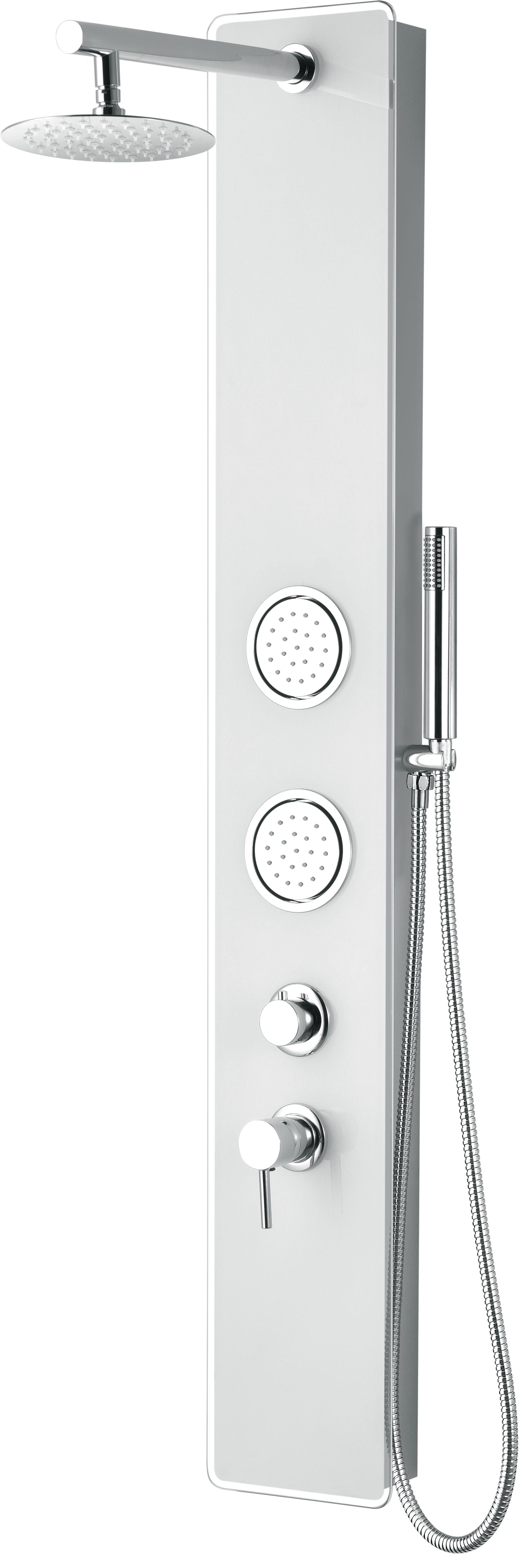 ALFI Brand - White Glass Shower Panel with 2 Body Sprays and Rain Shower Head | ABSP50W ALFI Brand - White Glass Shower Panel with 2 Body Sprays and Rain Shower Head | ABSP50W