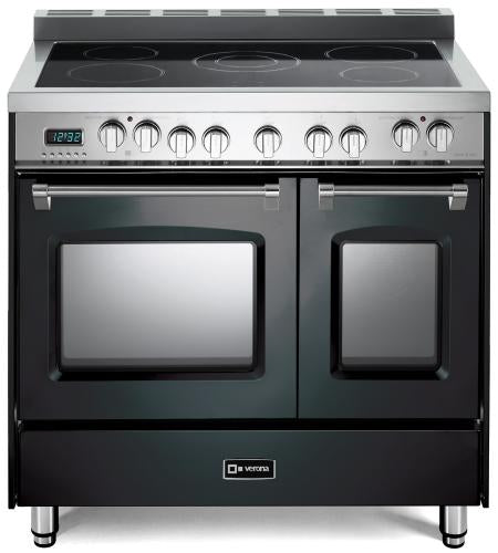 Verona - Prestige 36" Electric Glass Top Double Oven Range - 5 Elements - Stainless Steel, Matte Black, White Verona - Prestige 36" Electric Glass Top Double Oven Range - 5 Elements - Stainless Steel, Matte Black, White