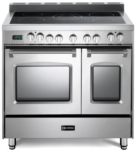 Verona - Prestige 36" Electric Glass Top Double Oven Range - 5 Elements - Stainless Steel, Matte Black, White Verona - Prestige 36" Electric Glass Top Double Oven Range - 5 Elements - Stainless Steel, Matte Black, White