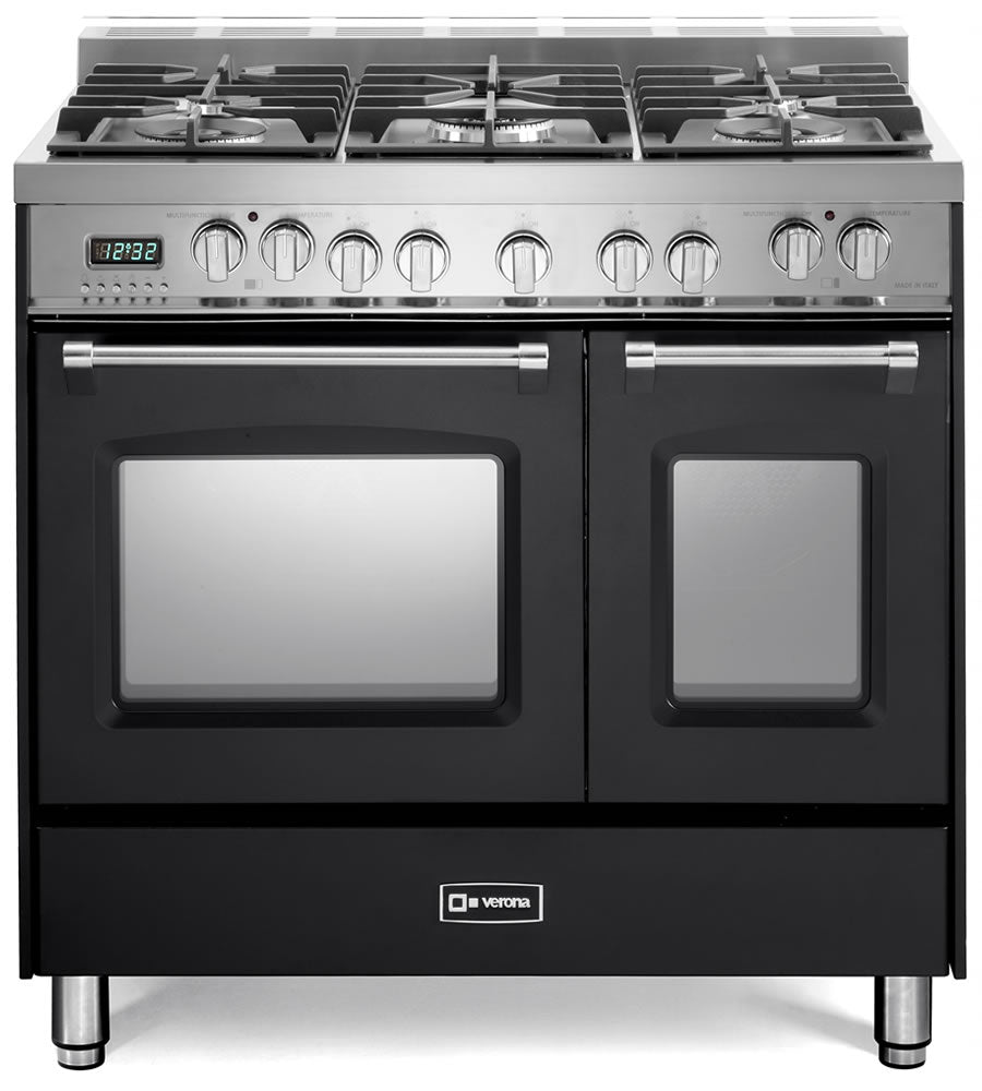 Verona - Prestige 36" Dual Fuel Double Oven Range - 5 Burners - Stainless Steel, Matte Black, White Verona - Prestige 36" Dual Fuel Double Oven Range - 5 Burners - Stainless Steel, Matte Black, White