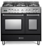 Verona - Prestige 36" Dual Fuel Double Oven Range - 5 Burners - Stainless Steel, Matte Black, White Verona - Prestige 36" Dual Fuel Double Oven Range - 5 Burners - Stainless Steel, Matte Black, White