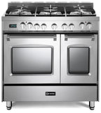 Verona - Prestige 36" Dual Fuel Double Oven Range - 5 Burners - Stainless Steel, Matte Black, White Verona - Prestige 36" Dual Fuel Double Oven Range - 5 Burners - Stainless Steel, Matte Black, White