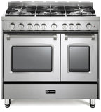 Verona - Prestige 36" Gas Double Oven Range - 5 Burners - Stainless Steel, Matte Black, White Verona - Prestige 36" Gas Double Oven Range - 5 Burners - Stainless Steel, Matte Black, White