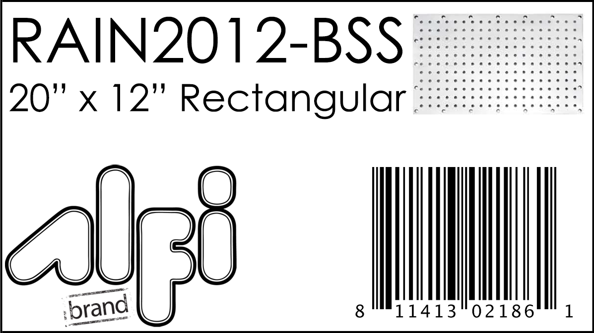 ALFI Brand - 20" Rectangular Brushed Solid Stainless Steel Ultra Thin Rain Shower Head | RAIN2012-BSS ALFI Brand - 20" Rectangular Brushed Solid Stainless Steel Ultra Thin Rain Shower Head | RAIN2012-BSS