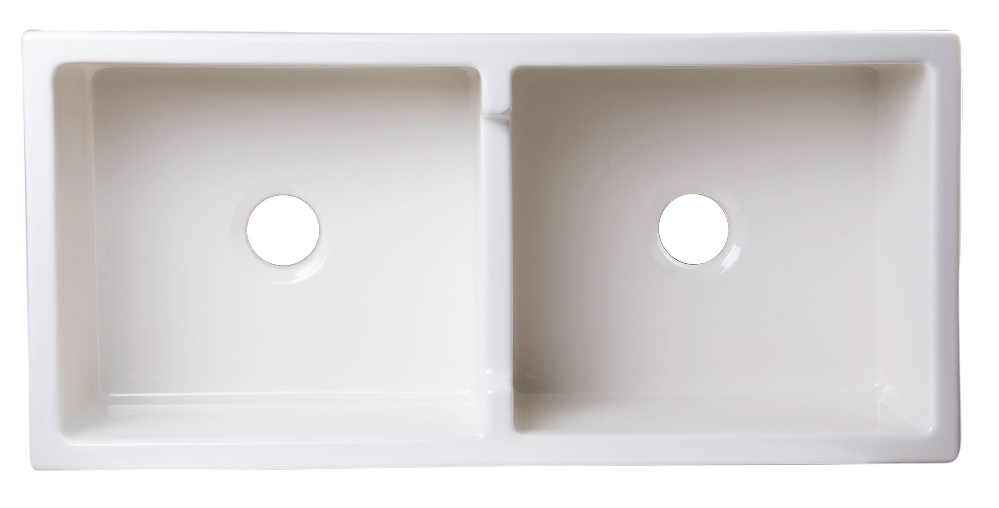 ALFI Brand - 39" Biscuit Smooth Apron Thick Wall Fireclay Double Bowl Farm Sink | AB3918DB-B ALFI Brand - 39" Biscuit Smooth Apron Thick Wall Fireclay Double Bowl Farm Sink | AB3918DB-B
