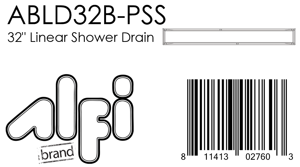 ALFI Brand - 32" Modern Polished Stainless Steel Linear Shower Drain with Solid Cover | ABLD32B-PSS ALFI Brand - 32" Modern Polished Stainless Steel Linear Shower Drain with Solid Cover | ABLD32B-PSS