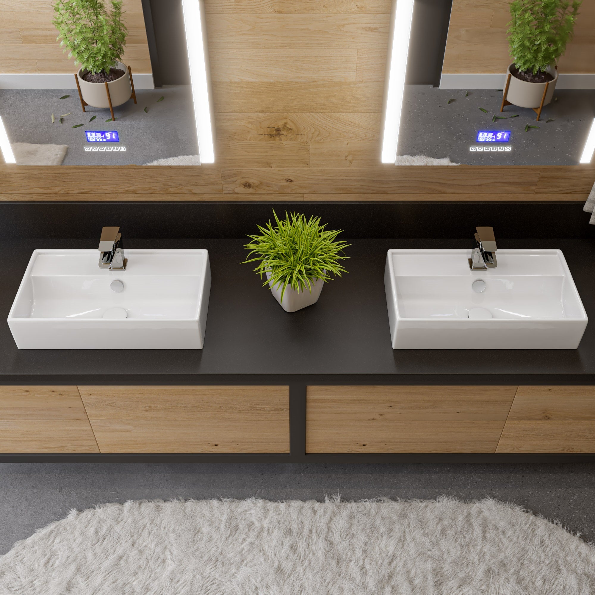 ALFI Brand - White 22" Rectangular Wall Mounted Ceramic Sink with Faucet Hole | ABC122 ALFI Brand - White 22" Rectangular Wall Mounted Ceramic Sink with Faucet Hole | ABC122