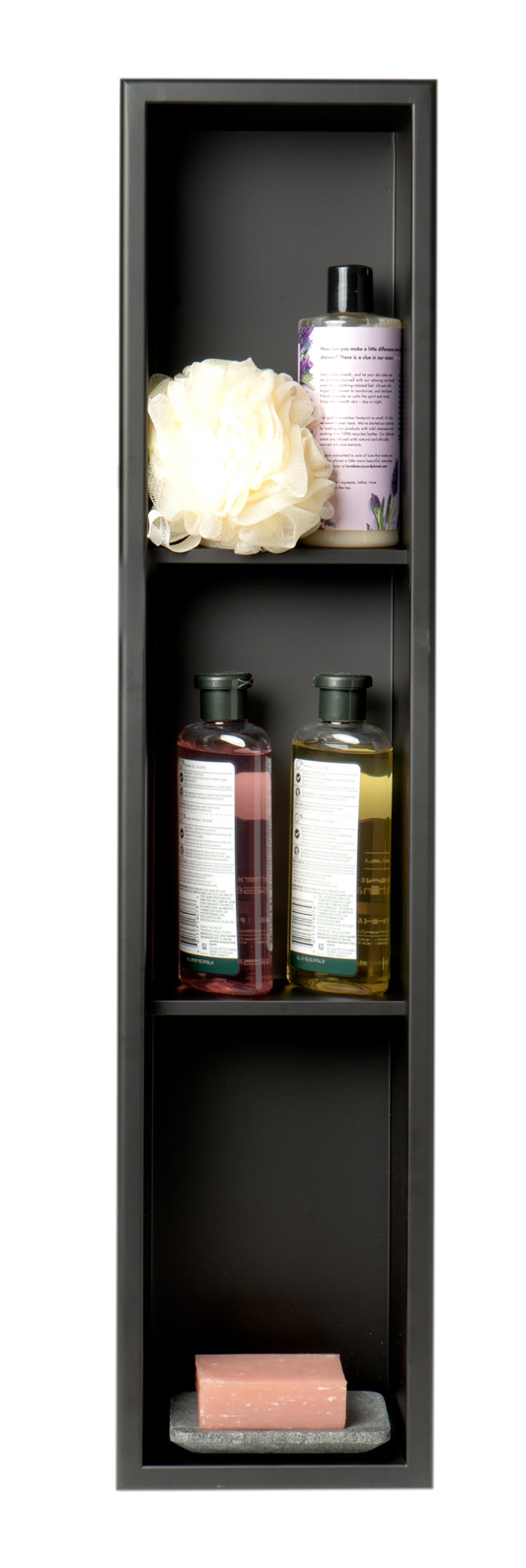 ALFI Brand - 8" x 36" Black Matte Stainless Steel Vertical Triple Shelf Bath Shower Niche | ABNC0836-BLA ALFI Brand - 8" x 36" Black Matte Stainless Steel Vertical Triple Shelf Bath Shower Niche | ABNC0836-BLA