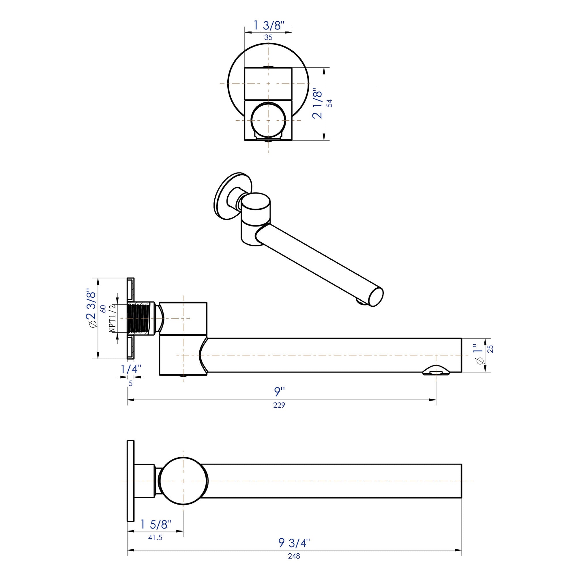 ALFI Brand - Brushed Nickel Round Foldable Tub Spout | AB6601-BN ALFI Brand - Brushed Nickel Round Foldable Tub Spout | AB6601-BN
