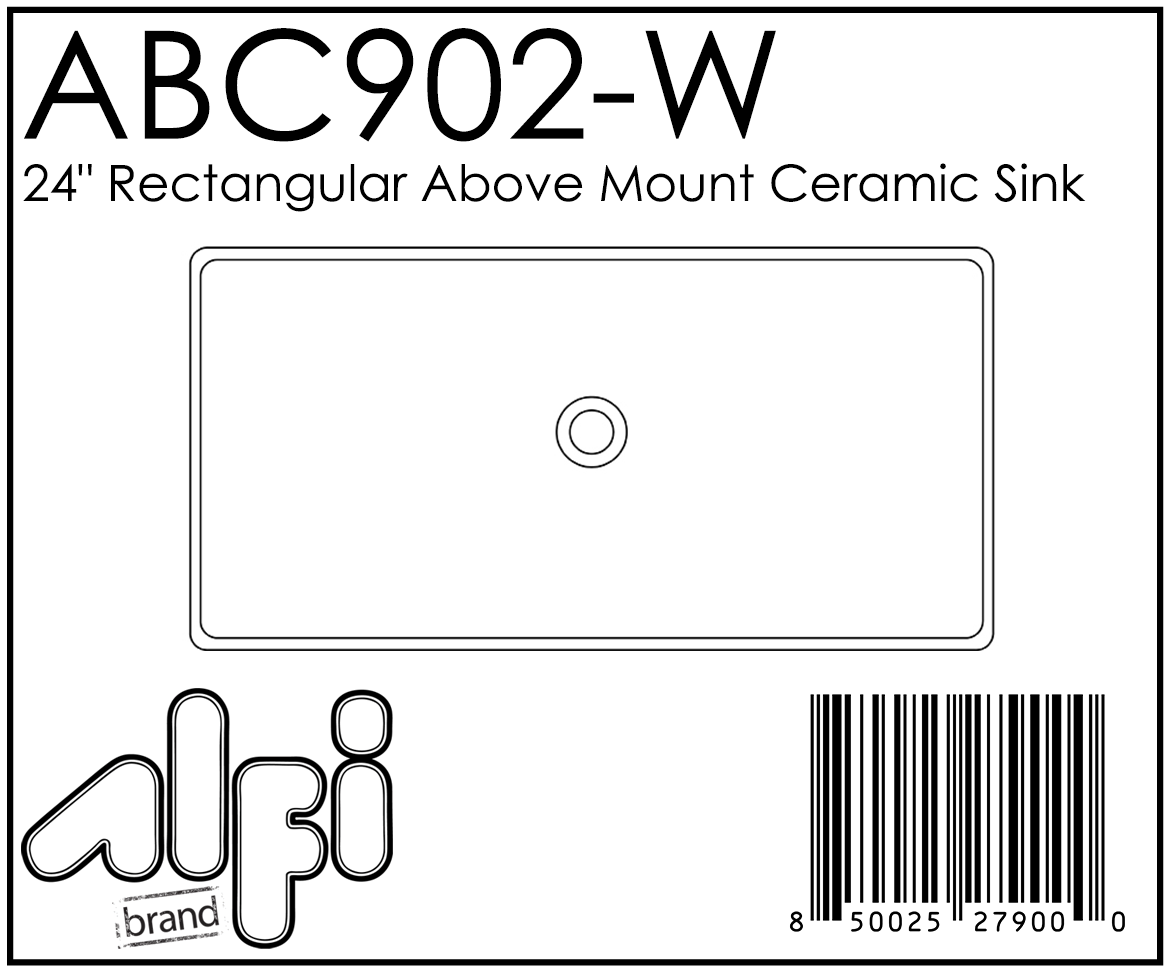 ALFI Brand - White 24" Modern Rectangular Above Mount Ceramic Sink | ABC902-W ALFI Brand - White 24" Modern Rectangular Above Mount Ceramic Sink | ABC902-W