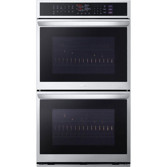 LG - 9.4 CF / 30" Smart Double Wall Oven with True Convection, InstaView - Electric Wall Ovens - WDEP9427F