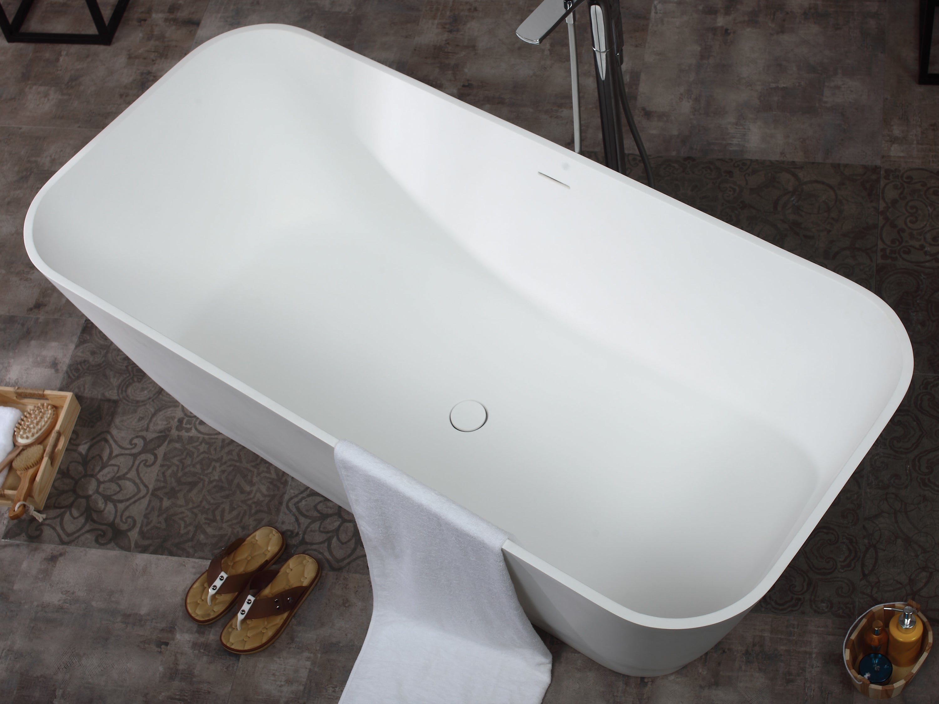 ALFI Brand - 67" White Rectangular Solid Surface Smooth Resin Soaking Bathtub | AB9952 ALFI Brand - 67" White Rectangular Solid Surface Smooth Resin Soaking Bathtub | AB9952