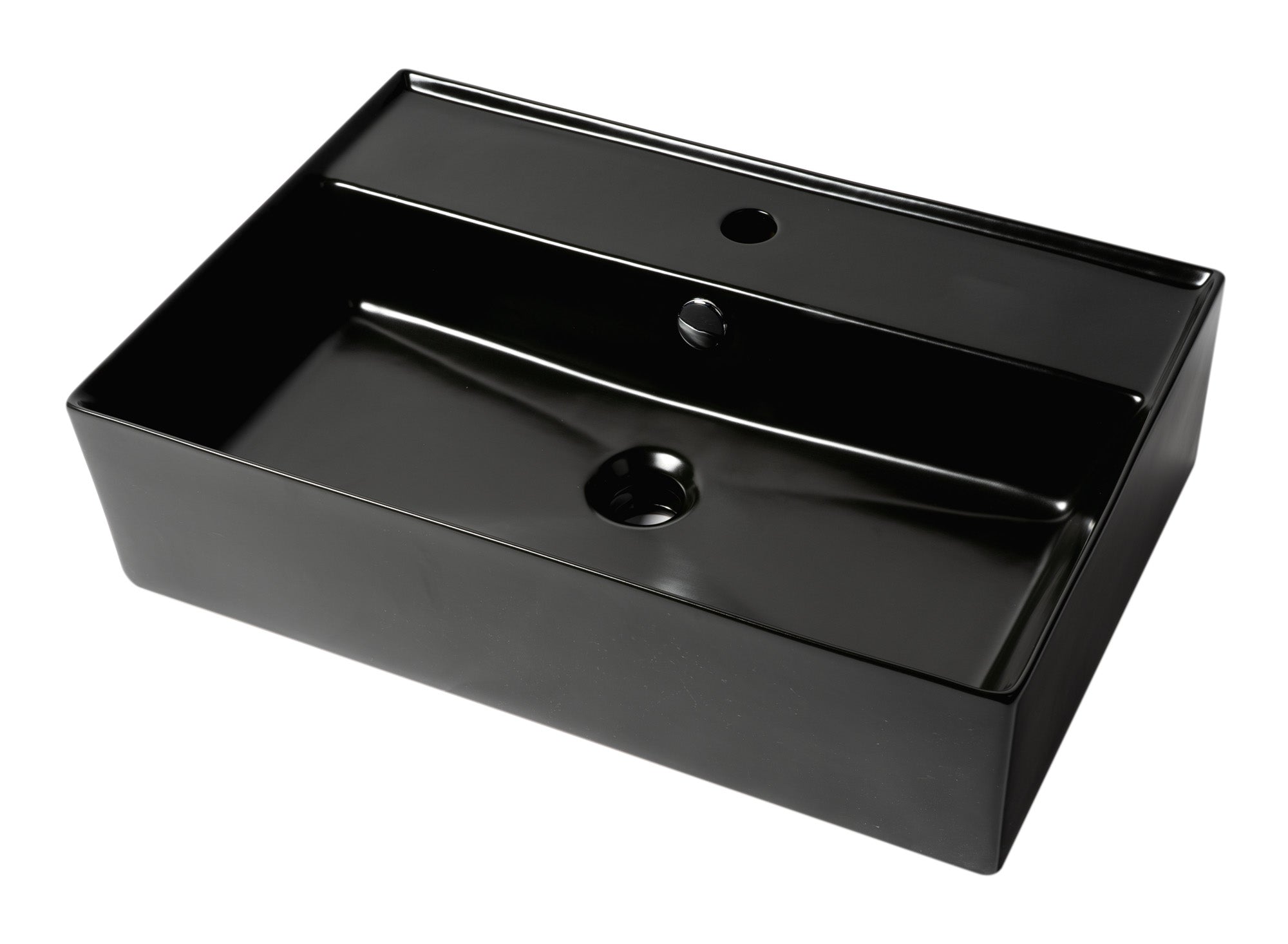 ALFI Brand - Black Matte 24" Modern Rectangular Above Mount Ceramic Sink with Faucet Hole | ABC901-BM ALFI Brand - Black Matte 24" Modern Rectangular Above Mount Ceramic Sink with Faucet Hole | ABC901-BM