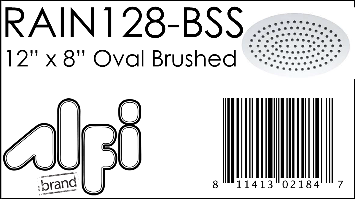 ALFI Brand - 12" Oval Brushed Solid Stainless Steel Ultra Thin Rain Shower Head | RAIN128-BSS ALFI Brand - 12" Oval Brushed Solid Stainless Steel Ultra Thin Rain Shower Head | RAIN128-BSS