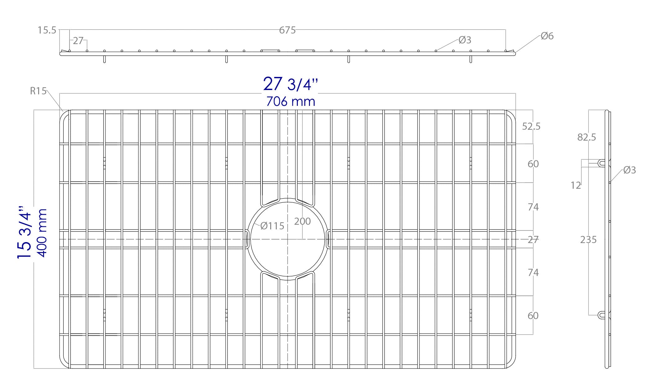 ALFI Brand - Solid Stainless Steel Kitchen Sink Grid for ABF3018 Sink | ABGR30 ALFI Brand - Solid Stainless Steel Kitchen Sink Grid for ABF3018 Sink | ABGR30