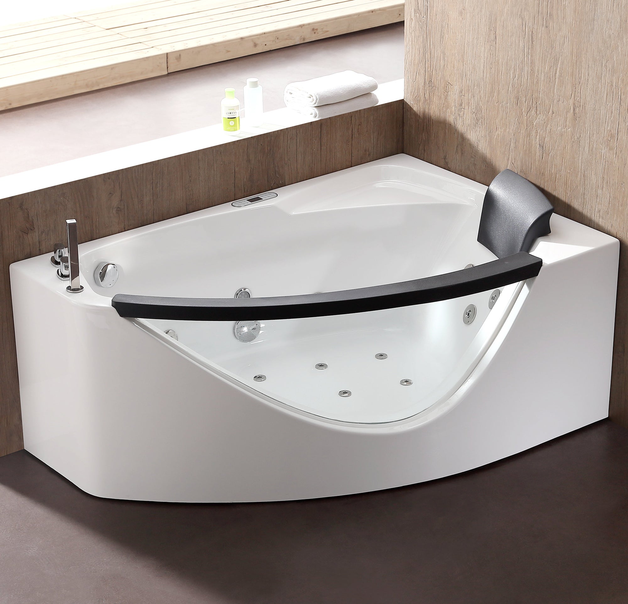 EAGO - 5 ft Clear Rounded Left Corner Acrylic Whirlpool Bathtub | AM198ETL-L EAGO - 5 ft Clear Rounded Left Corner Acrylic Whirlpool Bathtub | AM198ETL-L