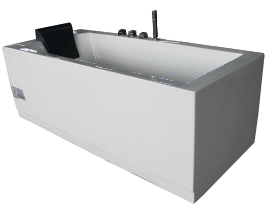 EAGO - 6 ft Acrylic White Rectangular Whirlpool Bathtub w Fixtures | AM154ETL-R6