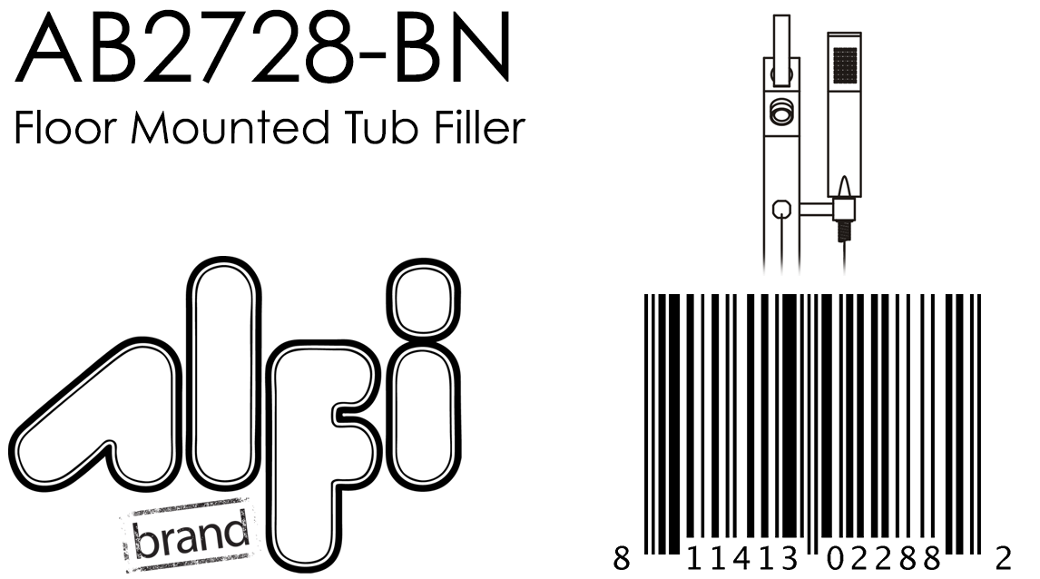 ALFI Brand - Brushed Nickel Floor Mounted Tub Filler + Mixer /w additional Hand Held Shower Head | AB2728-BN ALFI Brand - Brushed Nickel Floor Mounted Tub Filler + Mixer /w additional Hand Held Shower Head | AB2728-BN