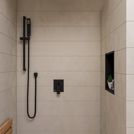 ALFI Brand - Black Matte Shower Valve with Square Lever Handle and Diverter | AB5601-BM