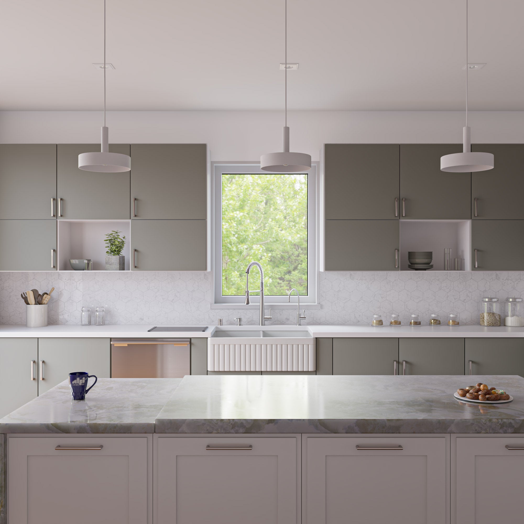 ALFI Brand - White 32" Fluted Apron Double Bowl Fireclay Farmhouse Kitchen Sink | AB537-W ALFI Brand - White 32" Fluted Apron Double Bowl Fireclay Farmhouse Kitchen Sink | AB537-W