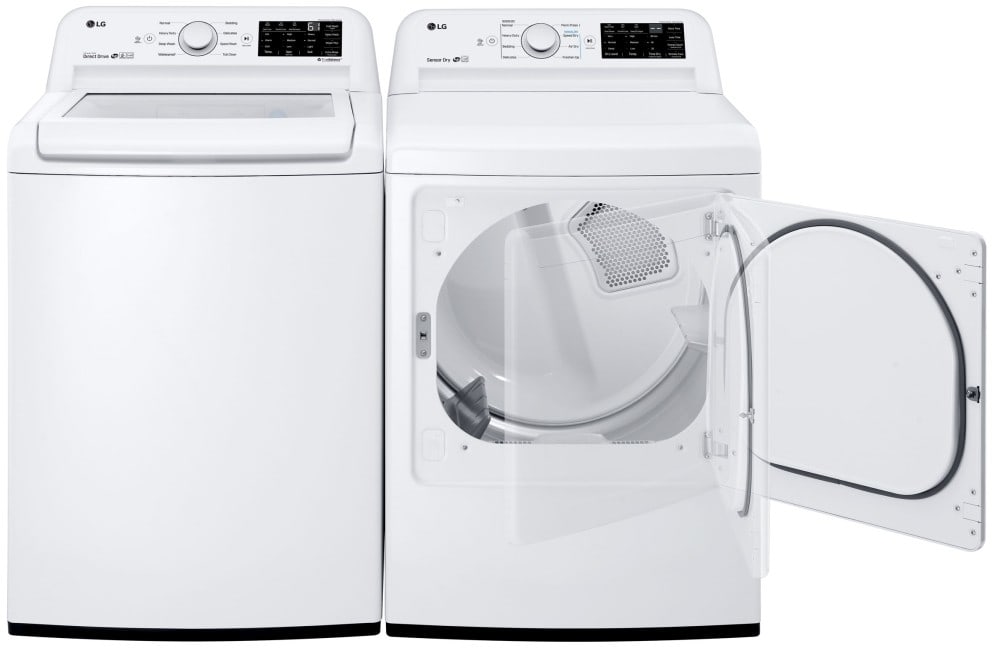 LG - 4.5 Cu. Ft. High-Efficiency Top-Load Washer and LG - 7.3 Cu. Ft. Ultra Large High Efficiency White Gas Dryer LG - 4.5 Cu. Ft. High-Efficiency Top-Load Washer and LG - 7.3 Cu. Ft. Ultra Large High Efficiency White Gas Dryer