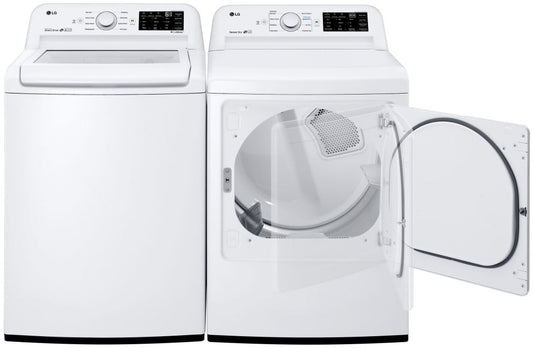 LG - 4.5 Cu. Ft. High-Efficiency Top-Load Washer and LG - 7.3 Cu. Ft. Ultra Large High Efficiency White Gas Dryer