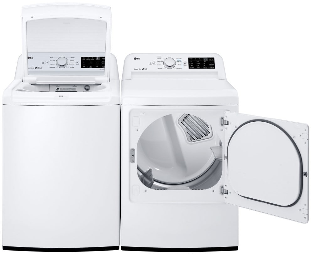 LG - 4.5 Cu. Ft. High-Efficiency Top-Load Washer and LG - 7.3 Cu. Ft. Ultra Large High Efficiency White Gas Dryer LG - 4.5 Cu. Ft. High-Efficiency Top-Load Washer and LG - 7.3 Cu. Ft. Ultra Large High Efficiency White Gas Dryer