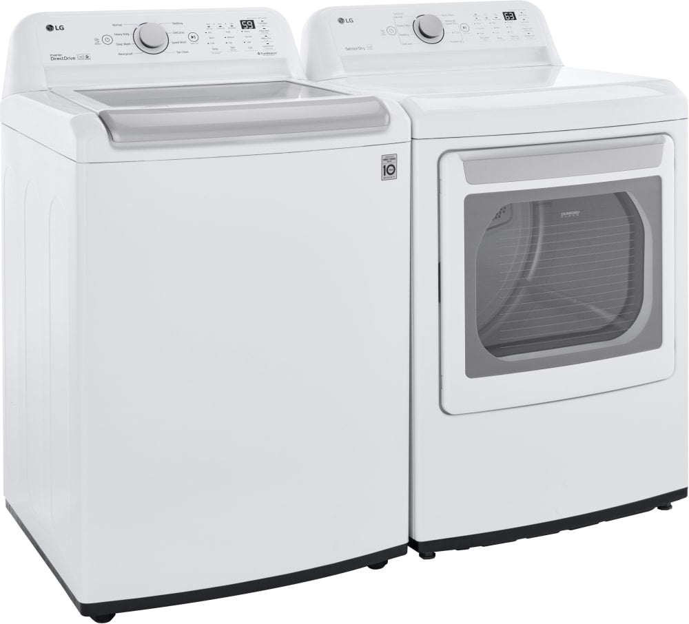 LG - 5.0 cu. ft. Mega Capacity Top Load Washer and LG - 7.3 Cu. Ft. White Ultra Large High Efficiency Gas Dryer LG - 5.0 cu. ft. Mega Capacity Top Load Washer and LG - 7.3 Cu. Ft. White Ultra Large High Efficiency Gas Dryer