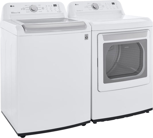 LG - 5.0 cu. ft. Mega Capacity Top Load Washer and LG - 7.3 Cu. Ft. White Ultra Large High Efficiency Gas Dryer