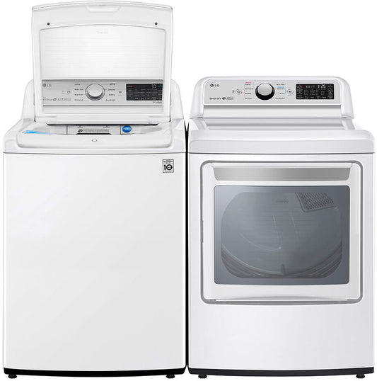 LG - 27 in. 4.8 cu. ft. Mega Capacity White Top Load Washer and LG - 7.3 Cu.Ft. Ultra Large High Efficiency Gas Dryer