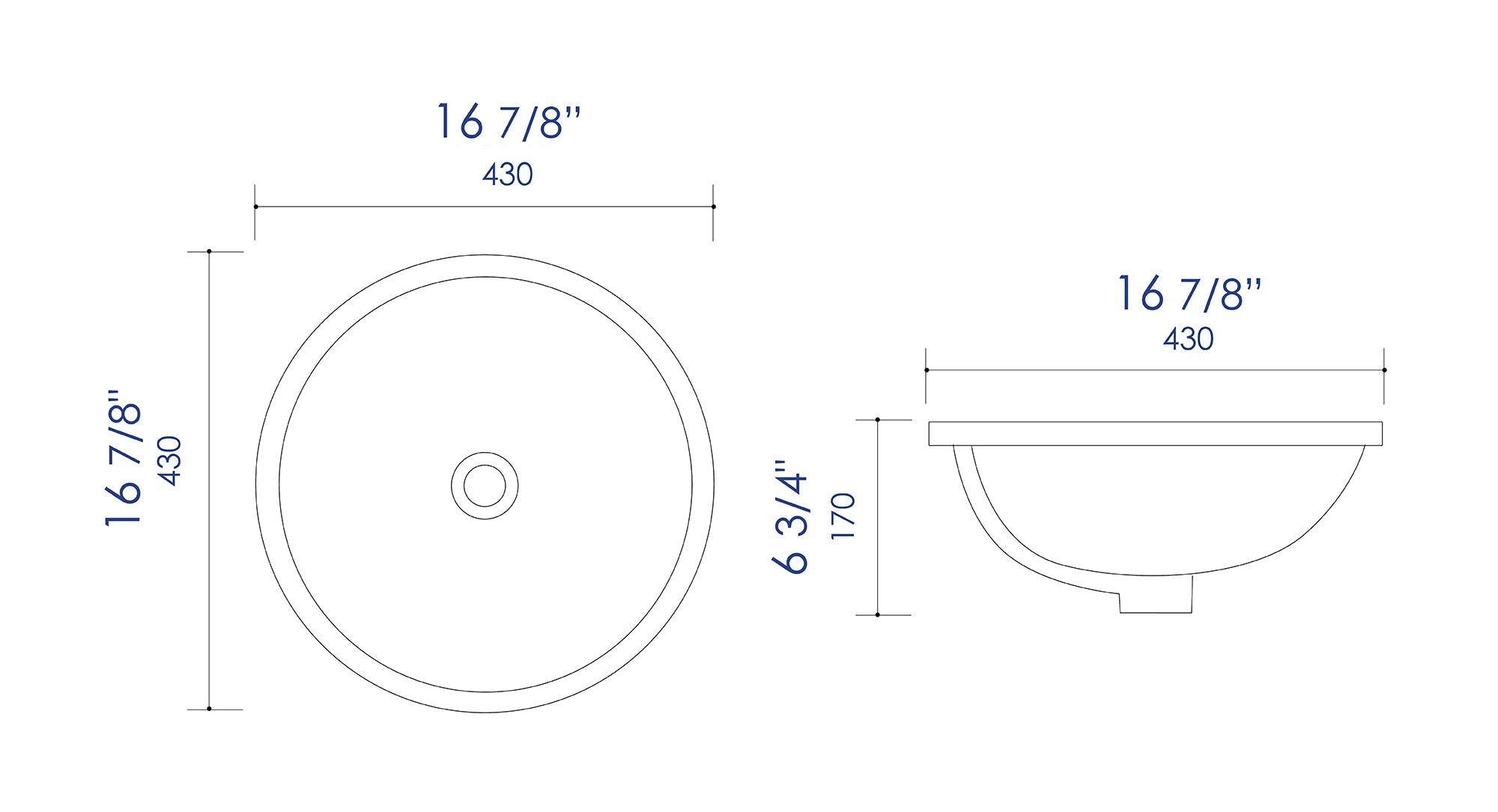 ALFI Brand - White 17" Round Undermount Ceramic Sink | ABC601 ALFI Brand - White 17" Round Undermount Ceramic Sink | ABC601
