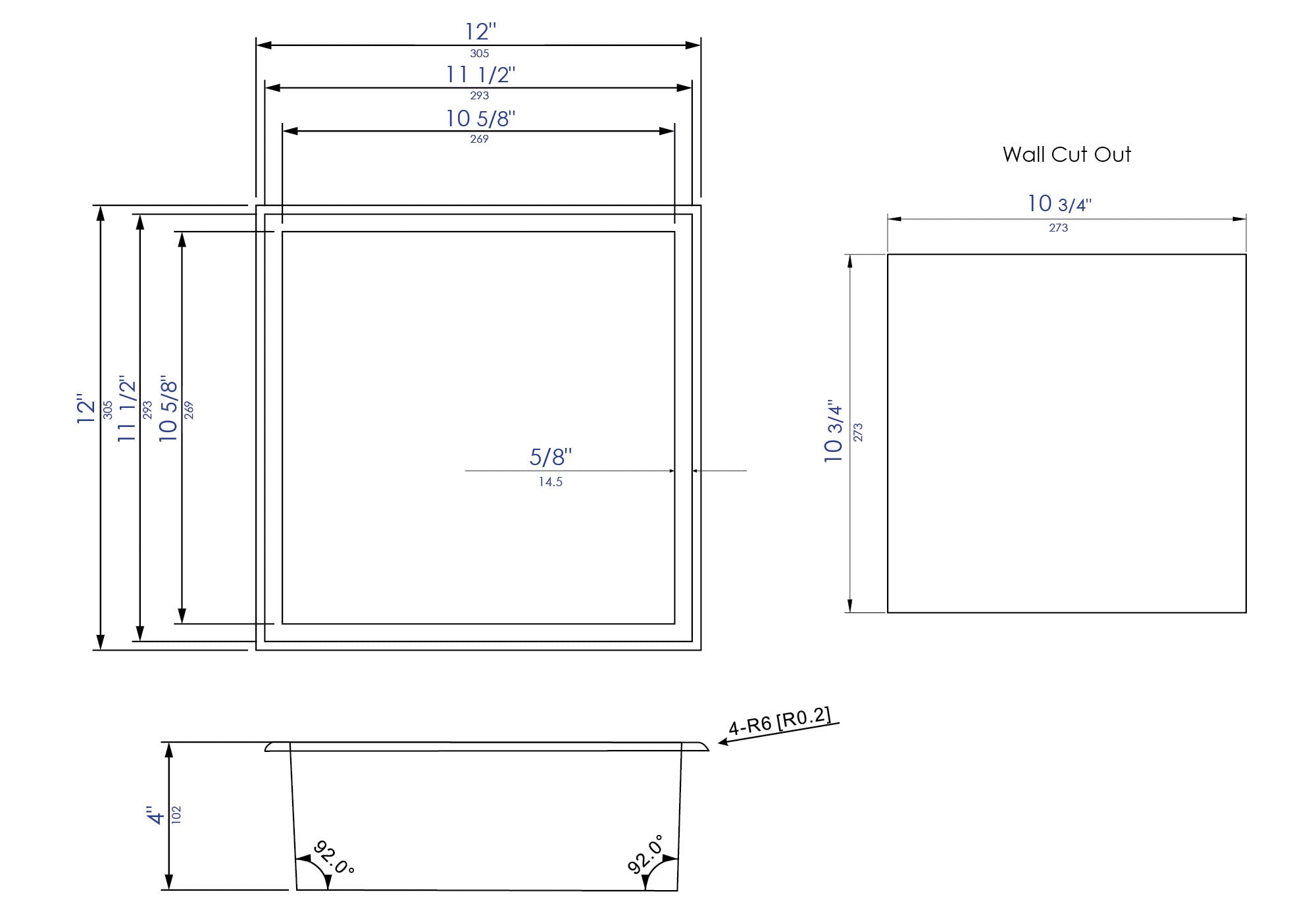 ALFI Brand - 12 x 12 Brushed Stainless Steel Square Single Shelf Bath Shower Niche | ABN1212-BSS ALFI Brand - 12 x 12 Brushed Stainless Steel Square Single Shelf Bath Shower Niche | ABN1212-BSS