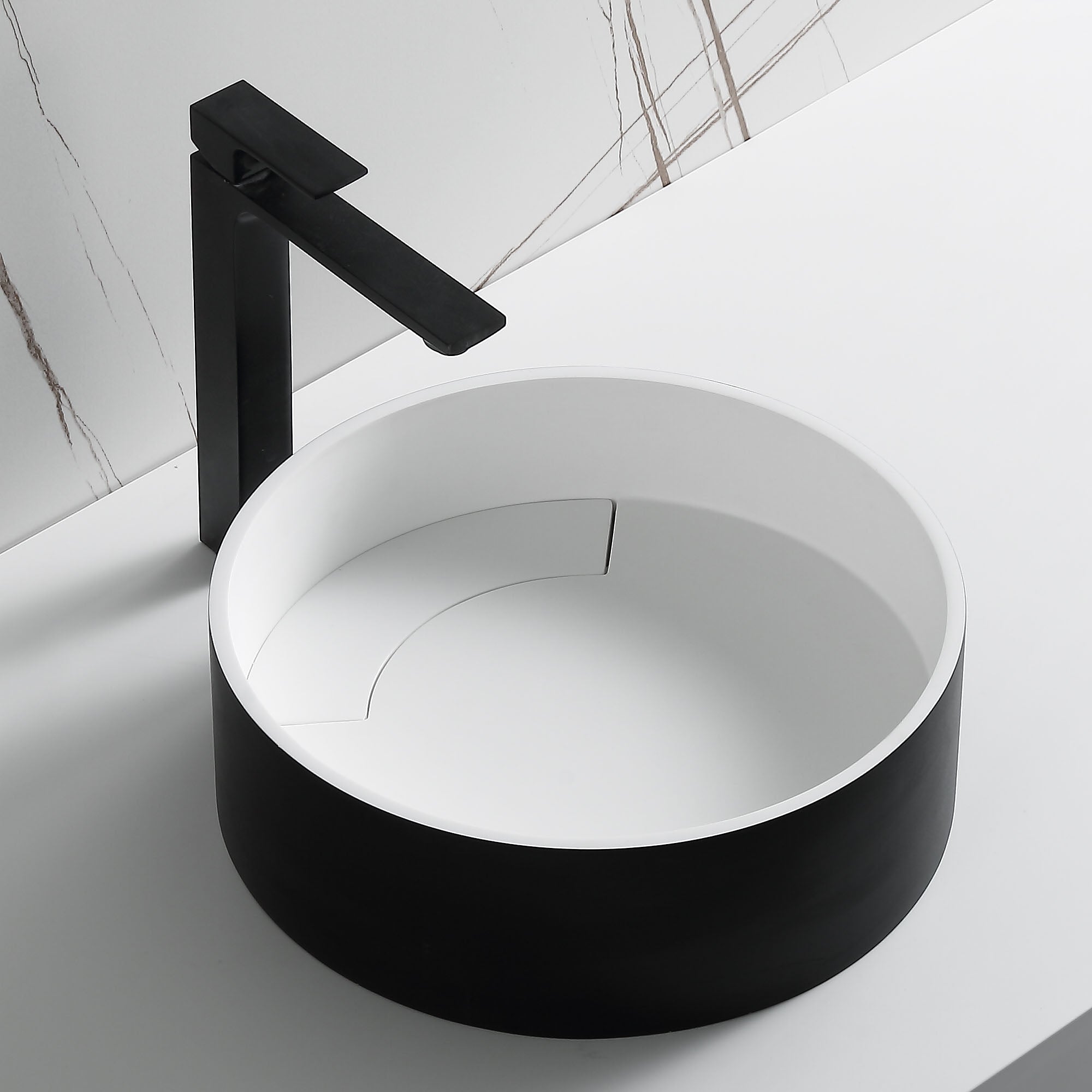 ALFI Brand - Black Matte 15" Round Solid Surface Resin Sink | ABRS15RBM ALFI Brand - Black Matte 15" Round Solid Surface Resin Sink | ABRS15RBM